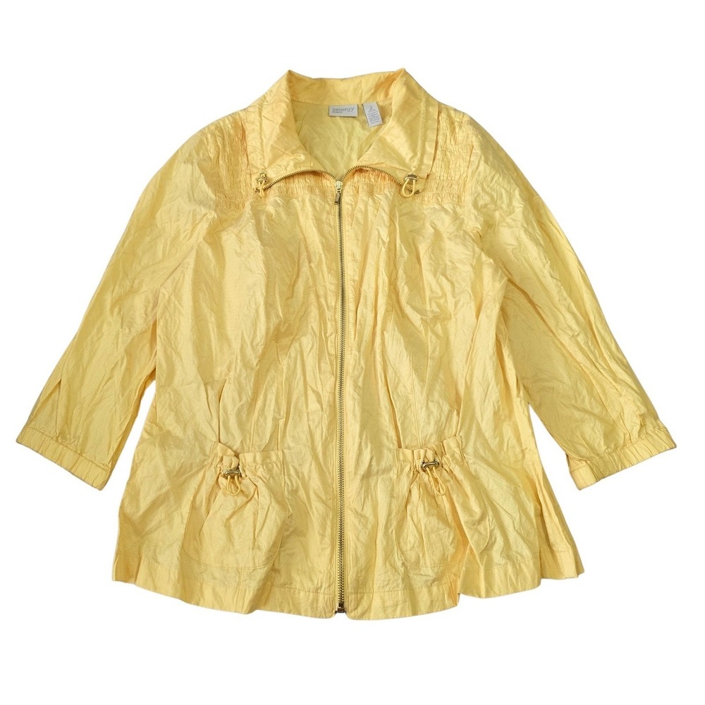 Yellow Vintage Scrunch Zipper Resort‎ Beach Raincoat Tennis Preppy Chic Jacket 2